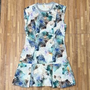 Rebecca Taylor Floral Mini Dress Size 6 Enchanted Garden Drop Waist Sleeveless